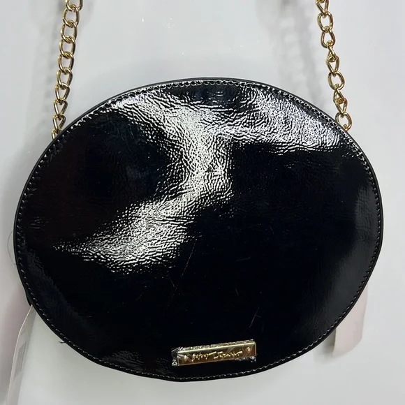 BETSEY JOHNSON HALLOWEEN “ BAT” BLACK PATENT LEATHER CROSSBODY BAG PURSE NWT - Picture 3 of 8